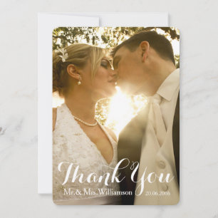 Simple Handwriting Wedding Photo Thank You Card