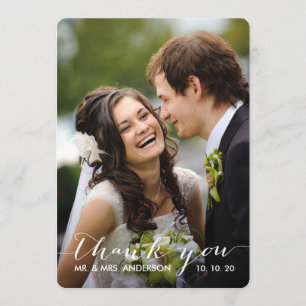 Simple Handwriting Wedding Photo Thank You Card