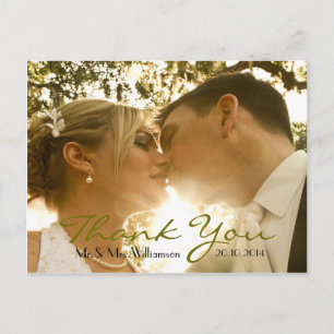 Simple Handwriting Wedding Photo Thank You Postcard