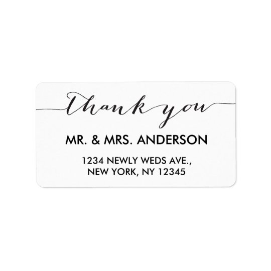 Simple Handwriting Wedding Thank You Address Label