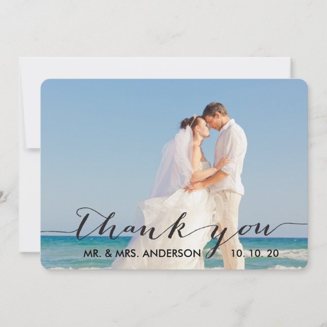 Simple Handwriting Wedding Thank You Card (Front)