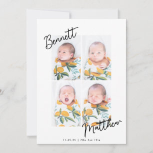 Simple Handwritten Baby Photo Collage Thank You  Card