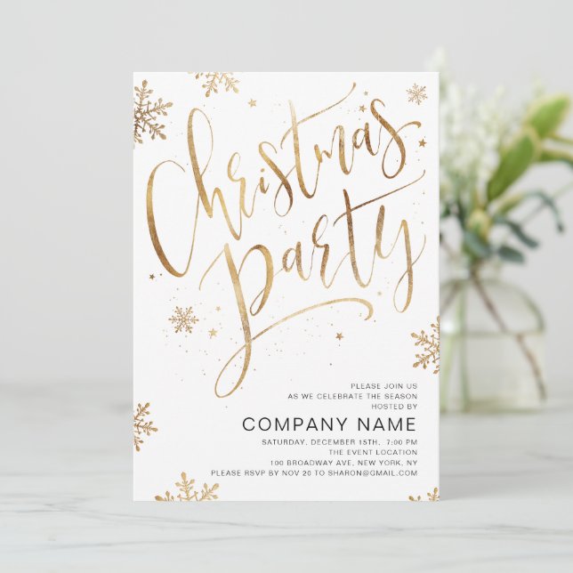 Simple handwritten calligraphy Christmas Party Invitation (Standing Front)