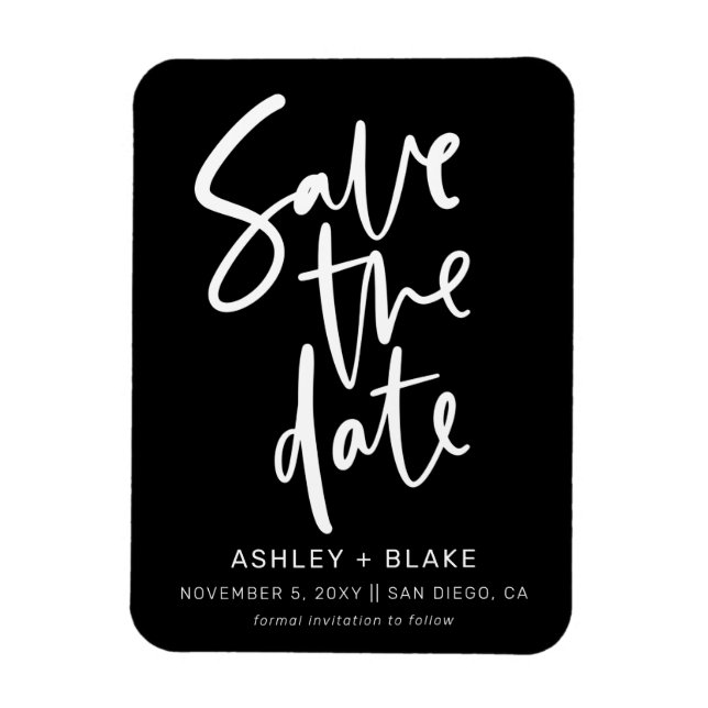 Simple Handwritten Calligraphy Save the Date Magnet (Vertical)