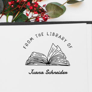 Simple Handwritten Custom Name Library Book  Self-inking Stamp