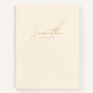 Simple Handwritten Gold Script Typography Personal Notebook