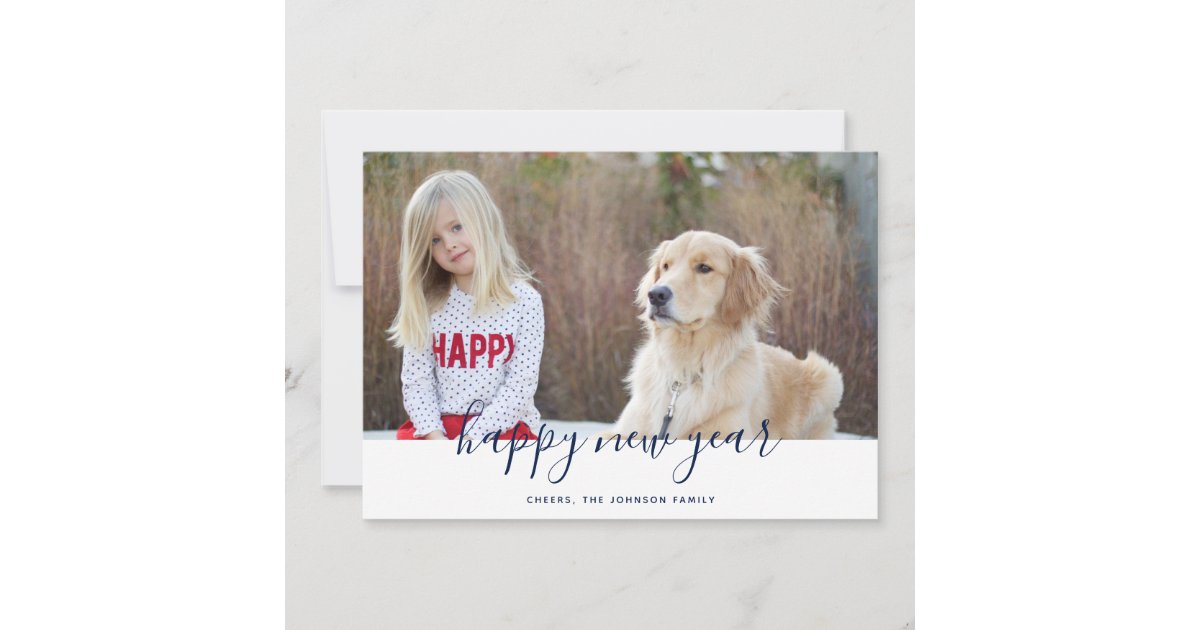 Simple Handwritten Happy New Year Photo Card | Zazzle.co.uk