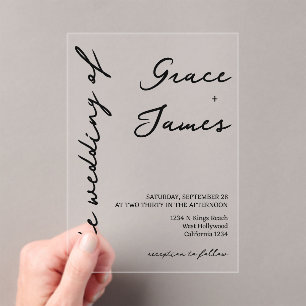Simple Handwritten Minimalist Wedding Acrylic Invitations