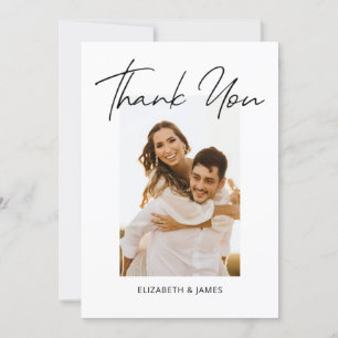 Simple Handwritten Photo Wedding Thank You Card
