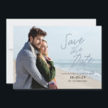 Simple Handwritten Save the Date Horizontal Photo<br><div class="desc">This modern horizontal save the date card features a photo frame that fills the front of the card. "Save the Date" appears in a stylish handwritten text over top of the photo. The backside offers custom text for your wedding website.</div>
