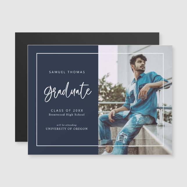 Simple Handwritten Script Graduation Announcement (Front/Back)