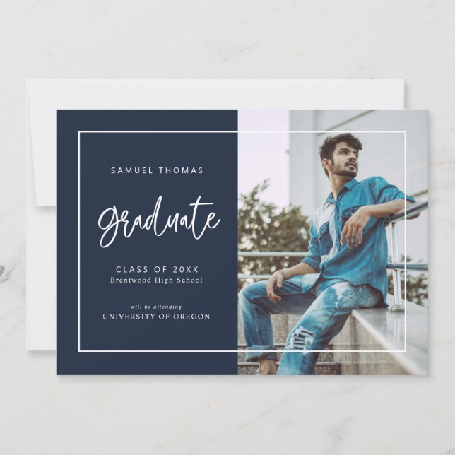 Simple Handwritten Script Graduation Announcement (Front)