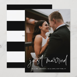 Simple Handwritten Script Just Married Wedding Announcement