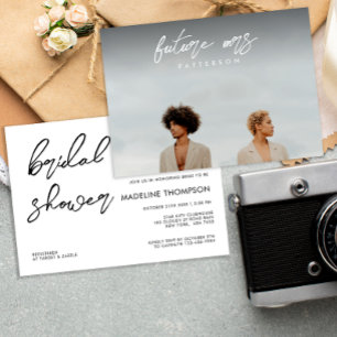 Simple Handwritten Script Photo Bridal Shower Invitation
