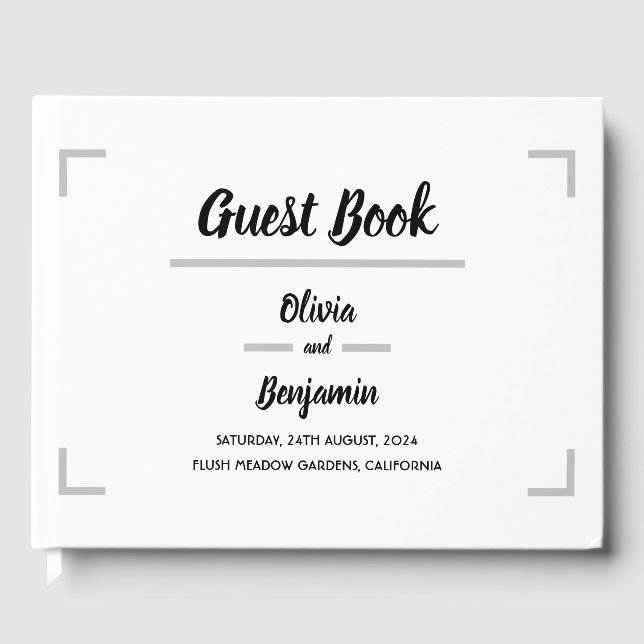 Simple Handwritten Script Wedding Guest Book (Front)