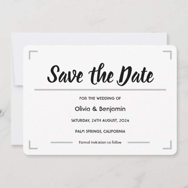 Simple Handwritten Script Wedding Save The Date (Front)