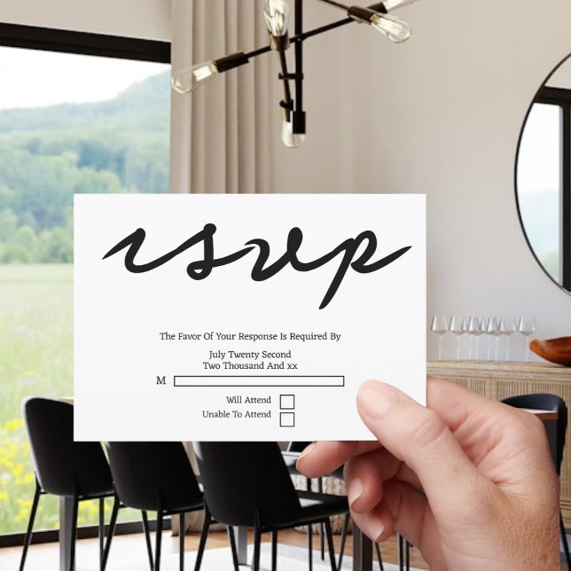 Simple Handwritten Typography Minimalist Wedding RSVP Card (Simple Handwritten Typography Minimalist Wedding RSVP Cards from Ricaso. Modern black & white text)