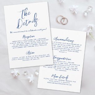 Simple Handwritten Whimsical Blue Wedding Details Enclosure Card