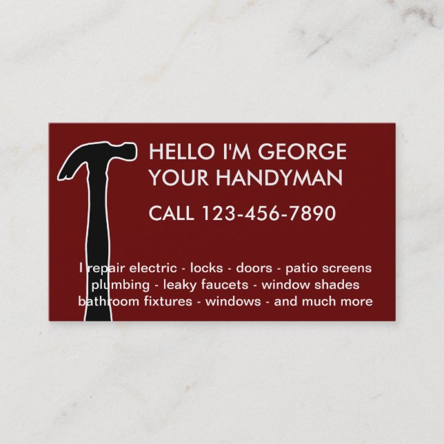 Simple Handyman Business Cards (Front)