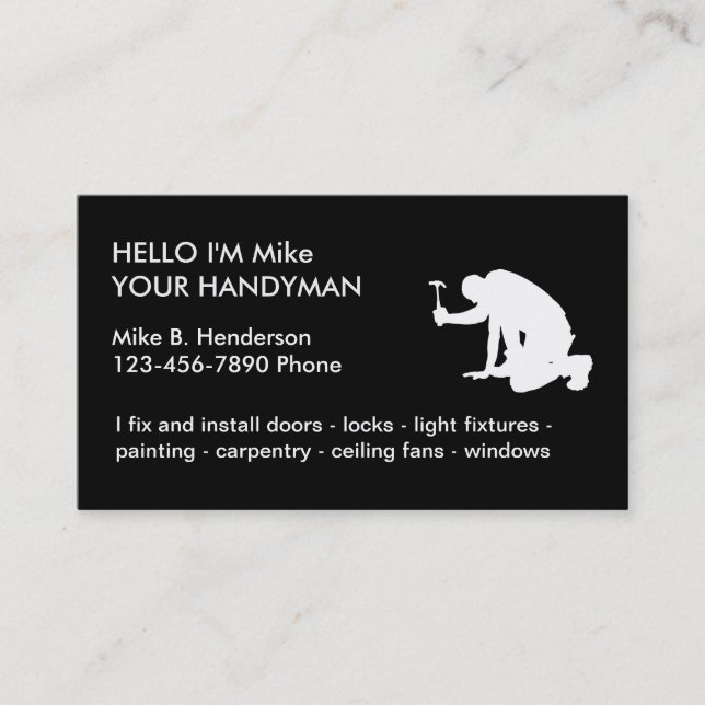 Simple Handyman Business Cards (Front)