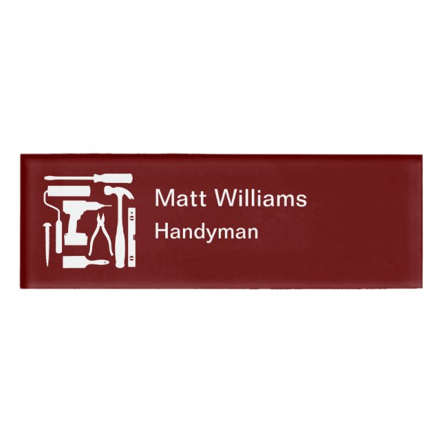Simple Handyman Business Name Tags Template (Front)