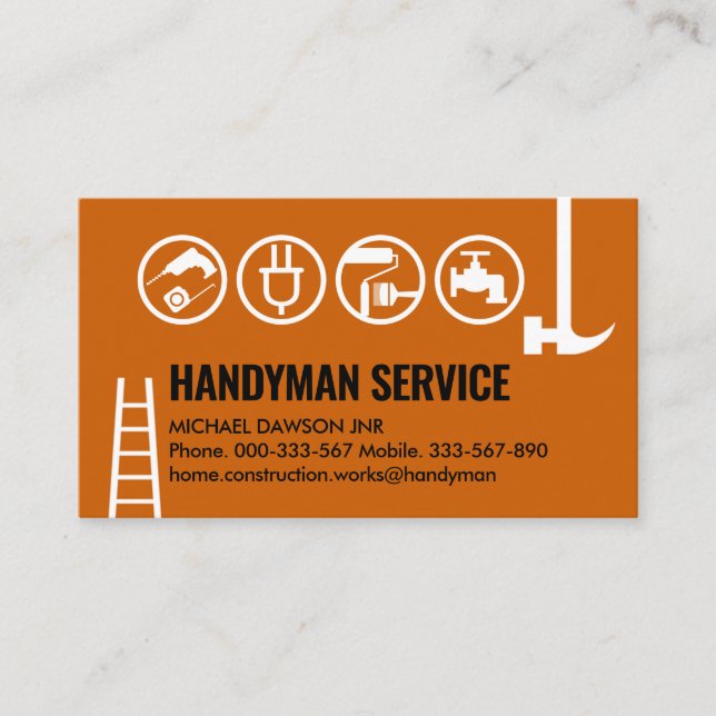 Simple Handyman Tools Border Business Card (Front)