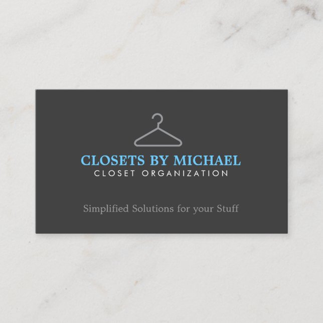 Simple Hanger Logo for Boutique, Closet Organiser Business Card (Front)