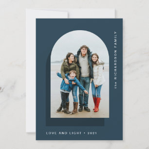 Simple Hanukkah Arch   Modern Two Photo Holiday Card