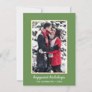 Simple Happiest Holidays Photo Christmas Greetings Holiday Card