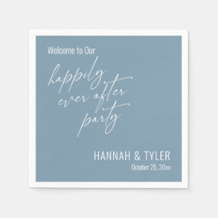 Simple Happily Ever After Party Dusty Blue Napkin