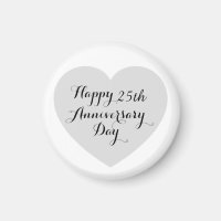 Simple Happy 25th Anniversary Silver Heart Elegant
