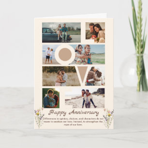 Simple Happy Anniversary Photo Collage  Card