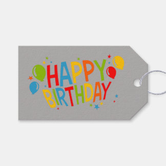 SImple Happy Birthday Gift Tag with Balloons