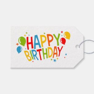 SImple Happy Birthday Gift Tag with Balloons