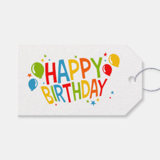 SImple Happy Birthday Gift Tag with Balloons