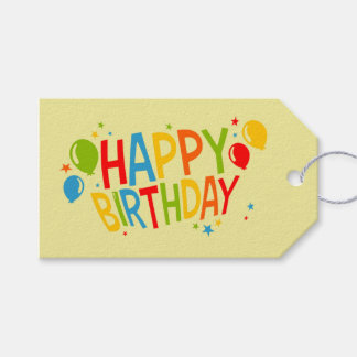 SImple Happy Birthday Gift Tag with Balloons