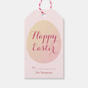 Simple Happy Easter Painted Eggs Soft Pink Gift Tags