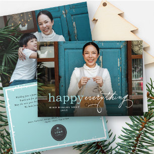 Simple Happy Everything Modern Photo Business Holiday Card