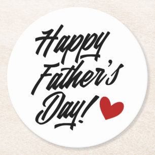 Simple Happy Father's Day Calligraphy Coaster