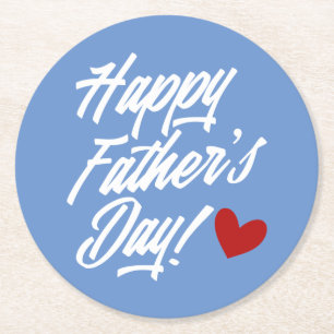Simple Happy Father's Day Calligraphy Coaster
