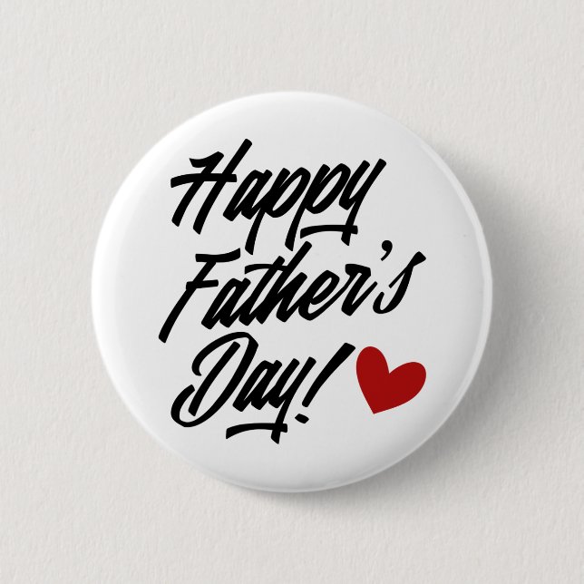 Simple Happy Father's Day Calligraphy | Pin Button (Front)
