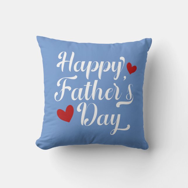 Simple Happy Father's Day Calligraphy Throw Pillow (Front)
