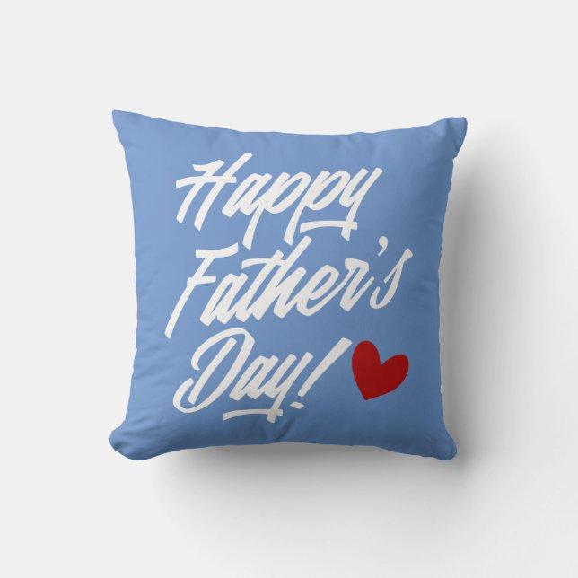 Simple Happy Father's Day Calligraphy Throw Pillow (Front)