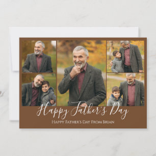 simple Happy Father's day, grandpa Five photo Holiday Card