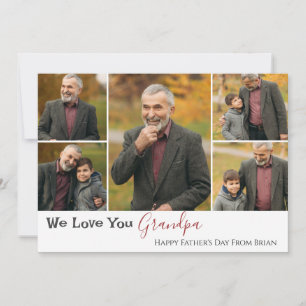 simple Happy Father's day, grandpa Five photo Holiday Card
