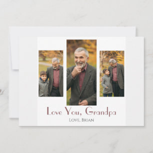 simple Happy Father's day, grandpa three photo Holiday Card