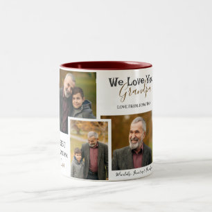simple Happy Father's day, grandpa Three photo Two-Tone Coffee Mug