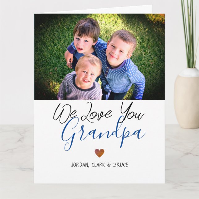 simple Happy Father's day, grandpa two photo   Card (Front)