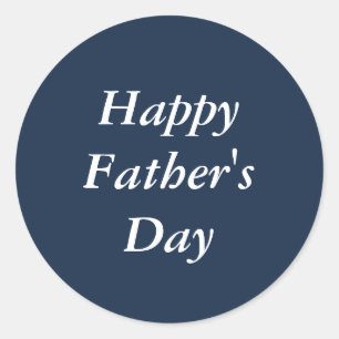 Simple Happy Father's Day Navy Blue Classic Round Sticker