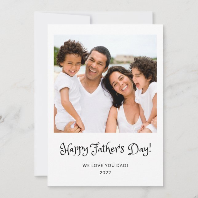 Simple Happy Father's Day Script Photo Card (Front)